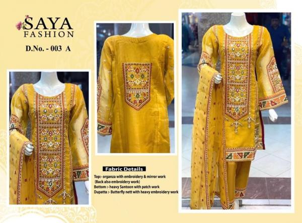 Saya 003 A And B organza Embroidered Pakistani Suit Collection